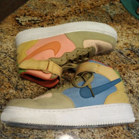 Rare Nike Air Force 1 Mid Sun Club Tan Multi Size 9 NO BOX Nice! - Picture 7 of 12